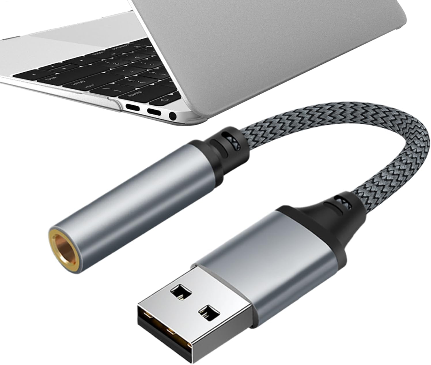 USB to 3.5mm Audio Adapter - Stereo Cable for PC, Laptop, Tablet and Music Listening