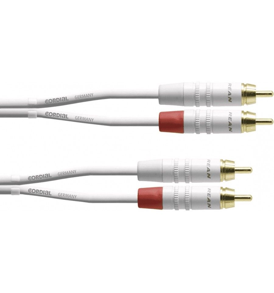 Cable de audio Cordial CFU0.9CC-SNOW - 2 conectores RCA machos - 90 cm blanco
