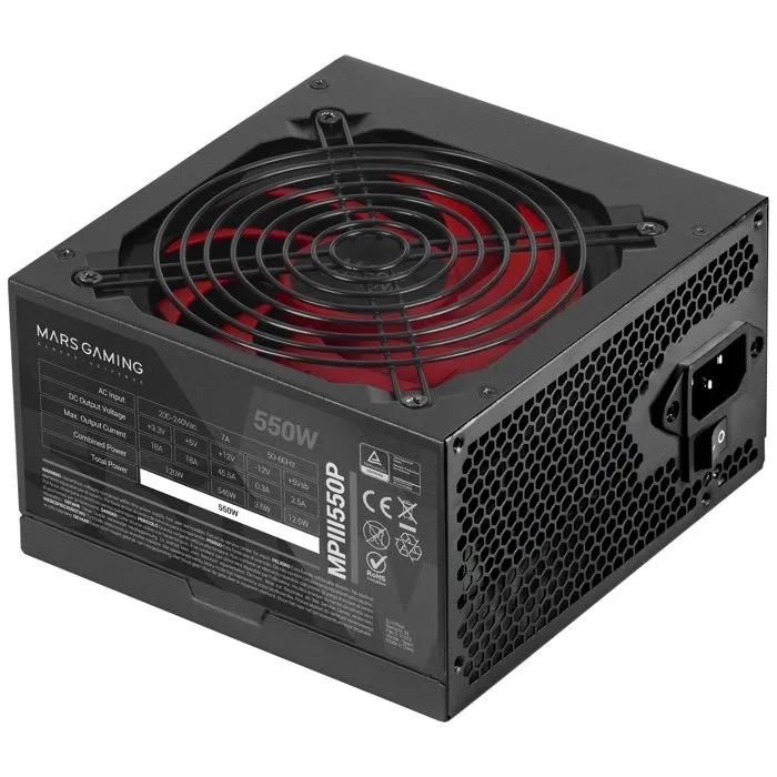 Mars Gaming MPIII550P 550W ATX Power Supply, 5-Year Warranty, Digital APFC, AI-RPM Fan, DC-DC & SMD, Black