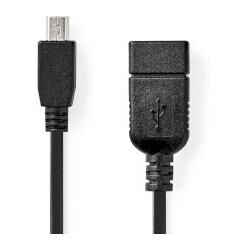 Nedis USB 2.0 Cable, 0.2m, Type A Black