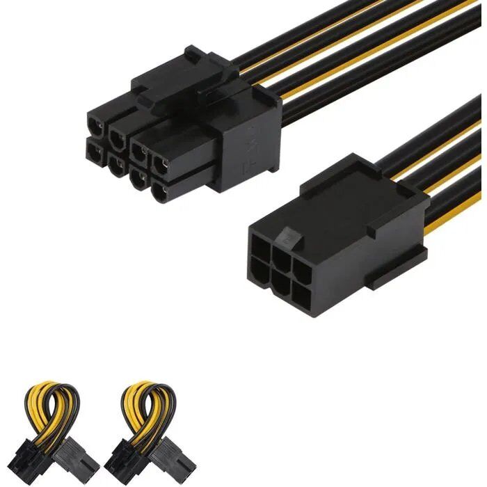 JAMP;D 2 Pack 6 Pin to 8 Pin PCIe Graphics Card Power Adapter Cable, 10cm