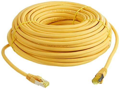 Helos S/FTP Cat 6a Shielded Ethernet Cable, Yellow, 30m - With Length Markings