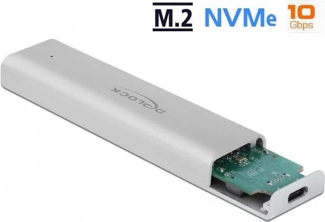 DeLock M.2 NVMe Card Enclosure - 10Gbps USB 3.2 Gen 2 - Silver