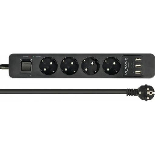 Prise de courant extensible Delock - Barrette d'alimentation avec 4 prises et charge USB