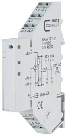 MetzConnect KRA-F10-21-21 Coupling Module, 24V AC/DC, 2W, Terminal Block