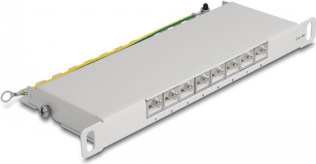 Delock Patch Panel - CAT 6a, 8 RJ-45 & 8 LSA Ports, Rack Mountable, Grey