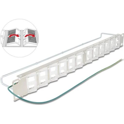 Delock 19-Inch Keystone Patch Panel with 24 Adjustable Ports and Strain Relief Rail (67066)