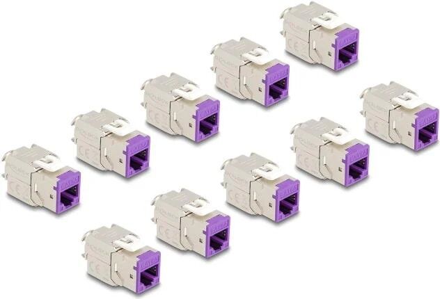 Delock RJ-45 to LSA Keystone Module - STP CAT 6a - Violet (10 Pack)