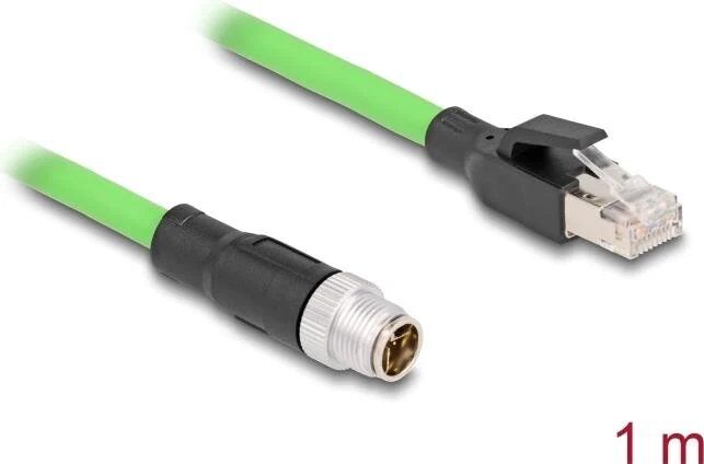 Câble Ethernet Delock M12 vers RJ-45, 8 broches codé X, 1m, vert