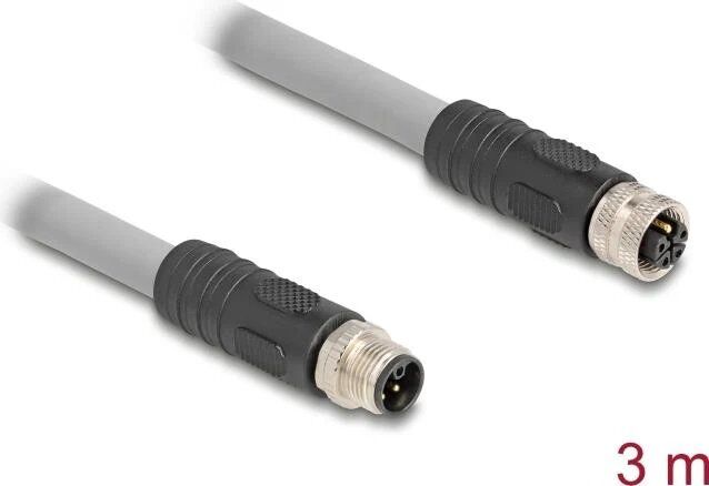 Delock M12 Sensor Cable - 3m, 16A, Silicone-Free, L-Coded