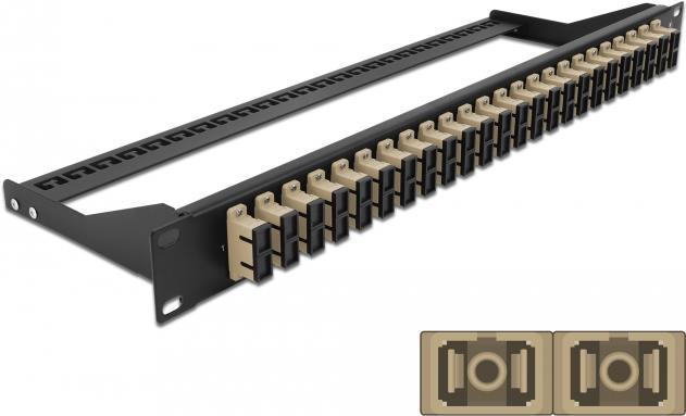 Delock Patch Panel, Rack-Mountable, SC Duplex MM X 24, Black & Beige, 1U, 19"