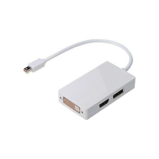 Adaptateur vidéo Digitus Mini DisplayPort vers DVI-I/HDMI/DisplayPort - 20 cm - Blindage double - Blanc