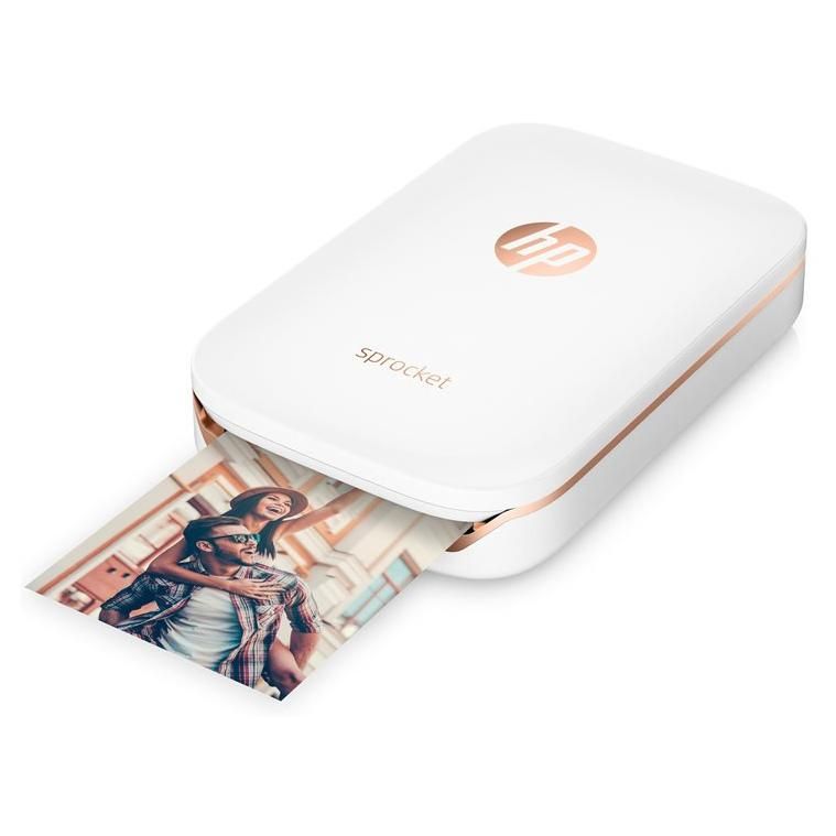HP Sprocket Photo Printer - Color - Zinc - 2x3 inches up to 0.67 min/page (color) - 10 sheet capacity - Bluetooth 3.0 - White - with HP ZINK Sticky-Backed Paper (10... 
