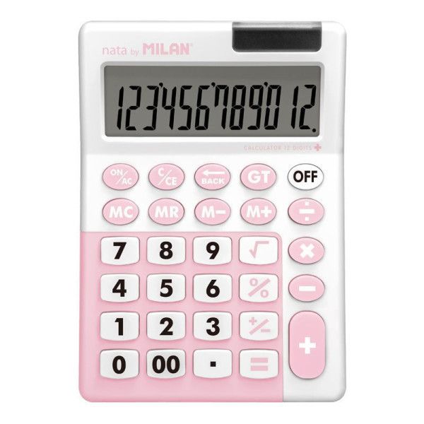 Calculatrice de bureau Milan 12 chiffres - Rose/Blanc - Antibactérienne