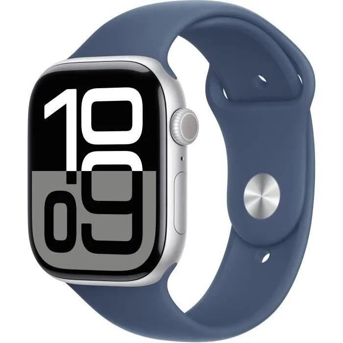 Apple Watch Series 10 GPS - 46mm - Silver Aluminium Case - Denim Sport Band S/M (2024) - Refurbished - Excellent Condition