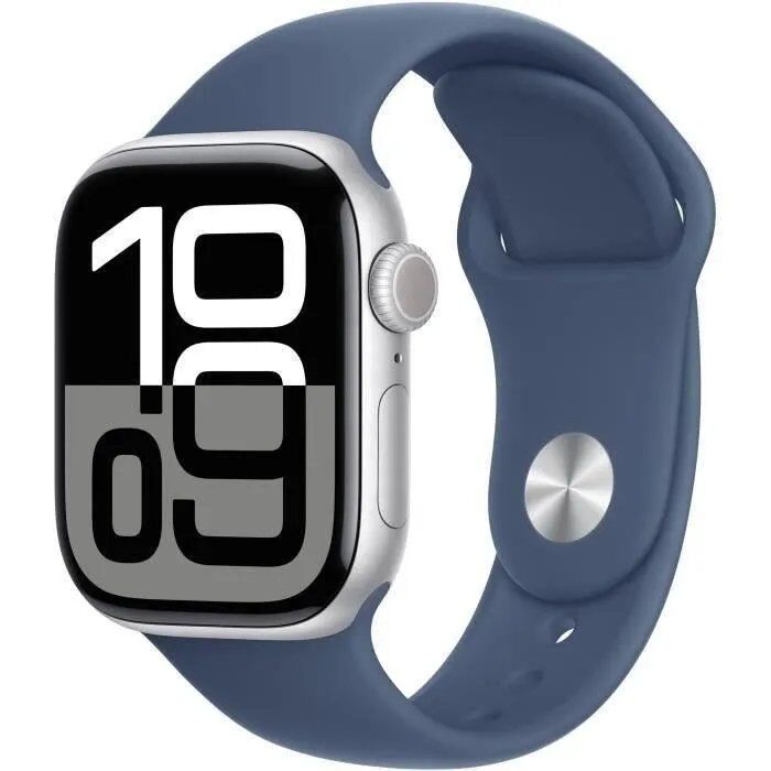 Apple Watch Series 10 GPS - 42mm - Silver Aluminium - Denim S/M Band (2024) - Refurbished - Excellent Condition
