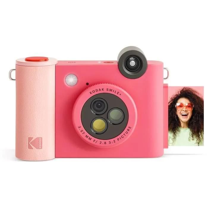 Kodak Smile+ Digital Camera - Instant Print Photo Compact - 5.0 MP - Bluetooth - Fuchsia
