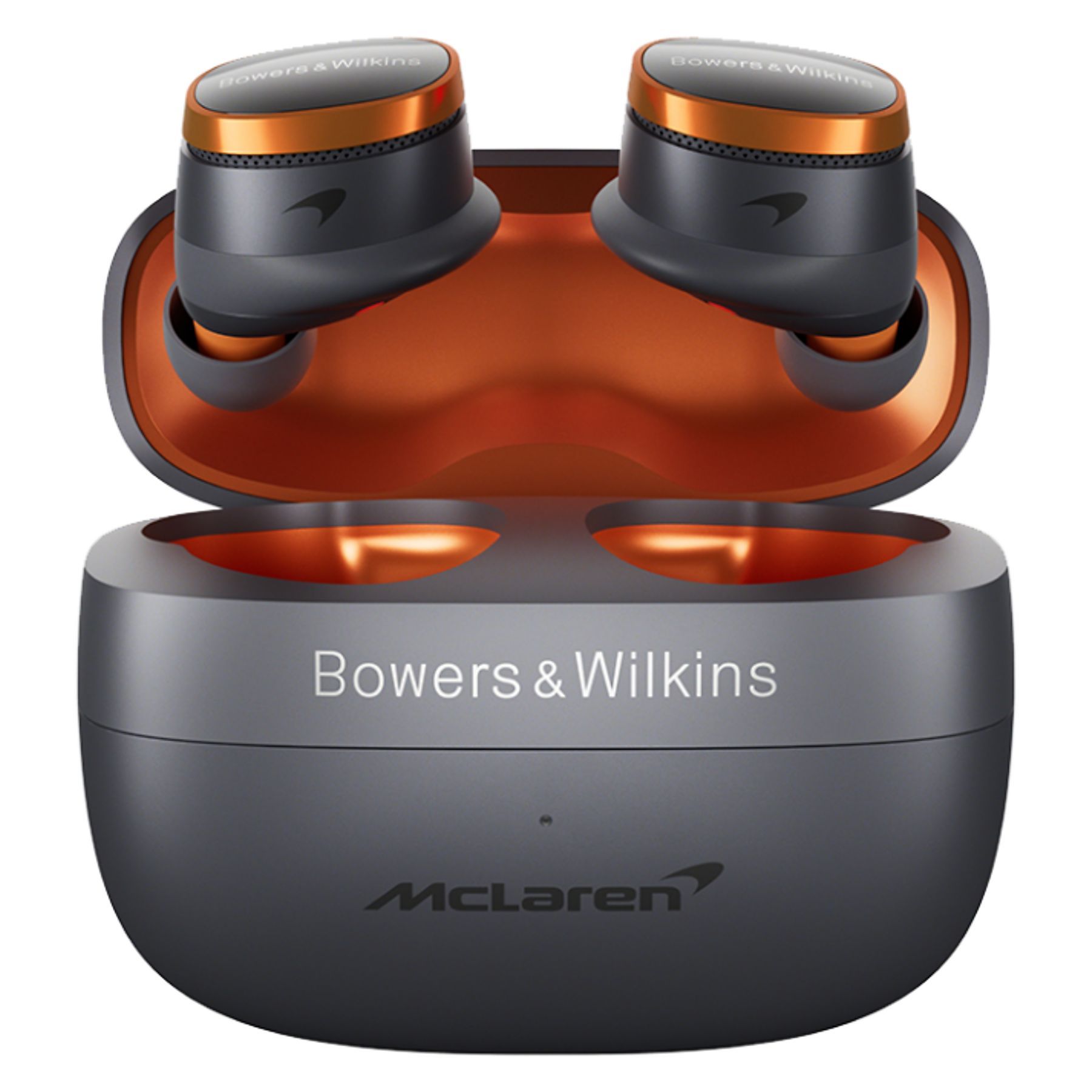 Bowers & Wilkins Pi8 McLaren Edition Earbuds (Gray Metal & Papaya)