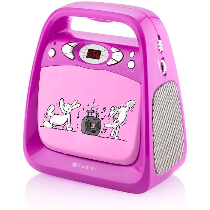 Gogen Bob and Bobek Bluetooth Karaoke CD Player with Microphone - Pink