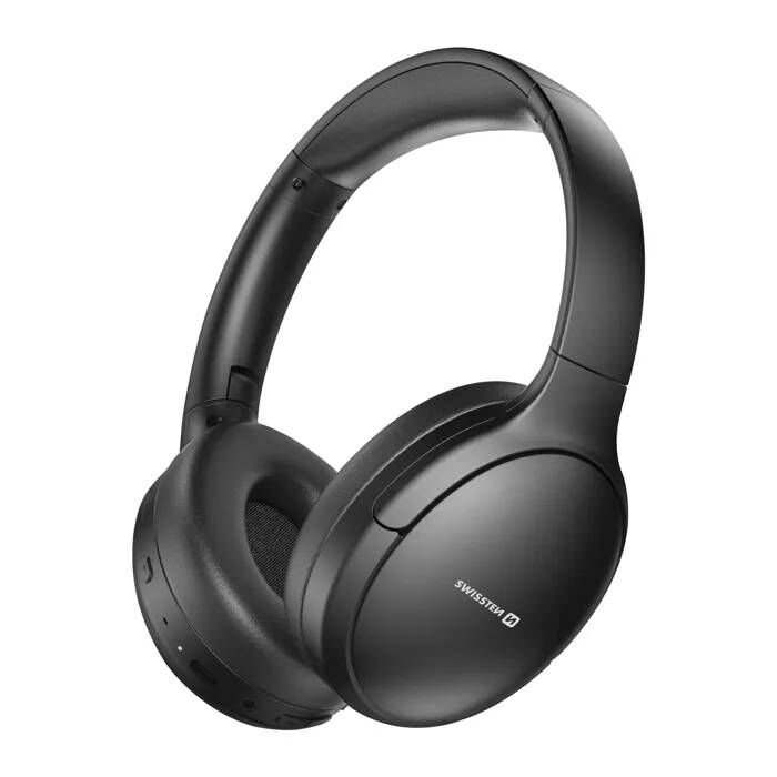 Auricular Bluetooth Swissten - Negro - Cancelación activa de ruido (ANC) - Resistente al agua IP44 - Autonomía de 50 horas