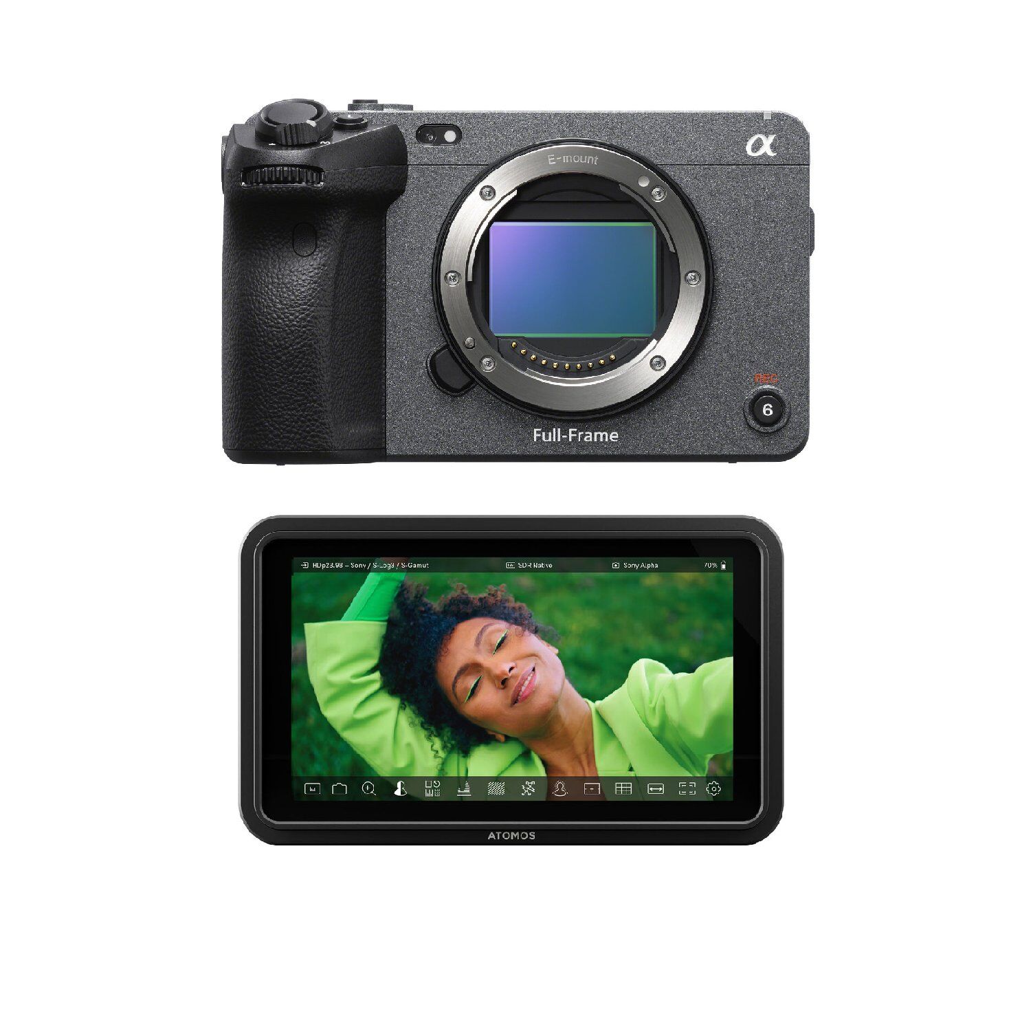 Sony FX3A Full-Frame Cinema Camera + Atomos Shinobi II 5.2" HDMI HDR Monitor