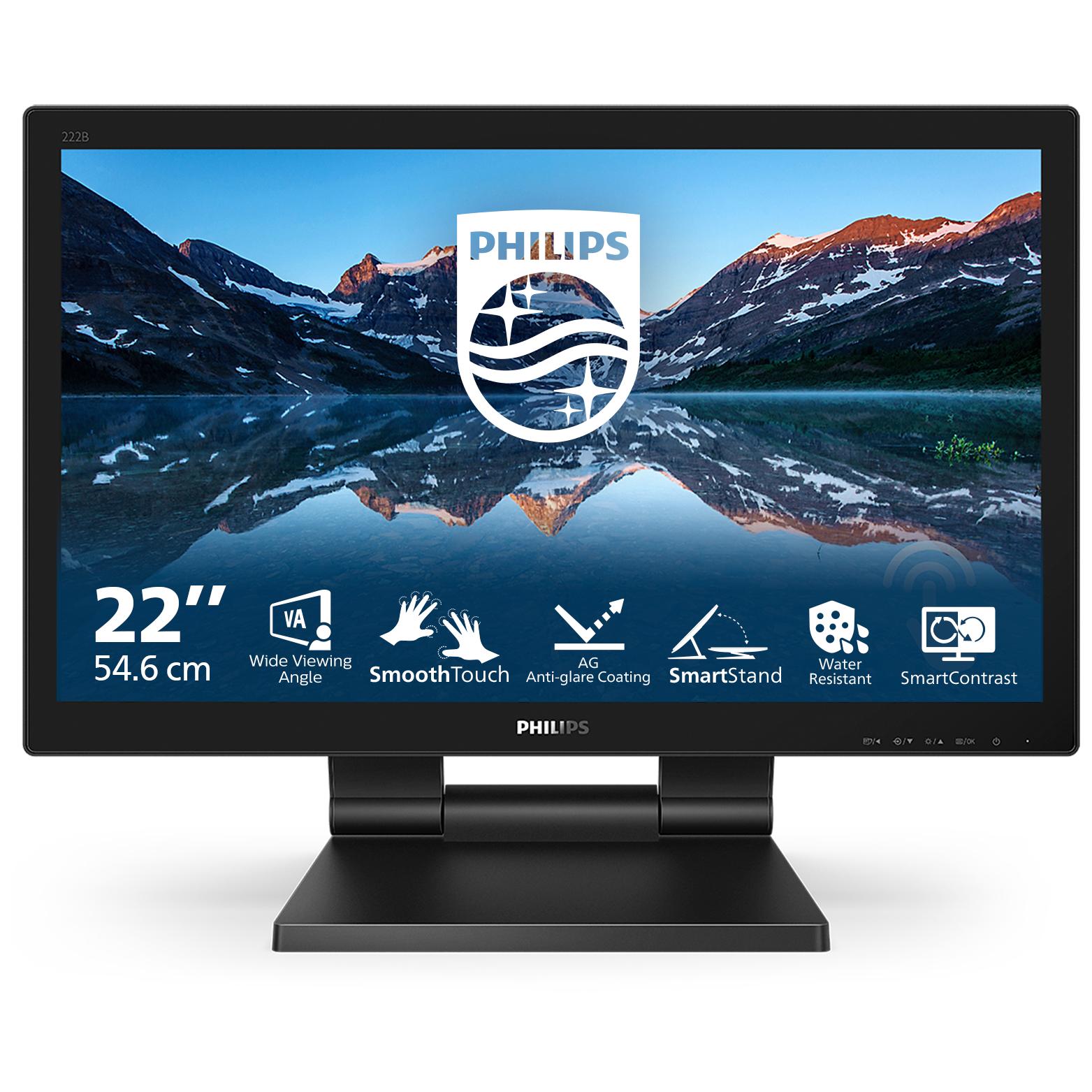 Monitor táctil Philips B Line 222B9TA/00 de 21,5 pulgadas Full HD, para montar en escritorio, negro