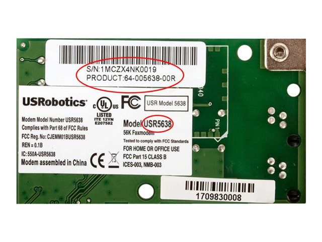 USRobotics USR5638 56K Fax/Modem PCIe x1 V.90, V.92