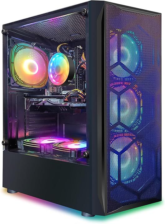 STGSivir Gaming Desktop PC - Radeon RX 580 8GB, Intel i7 up to 3.9GHz, 16GB RAM, 512GB SSD, 600M WiFi, BT 5.0, RGB Fans x6