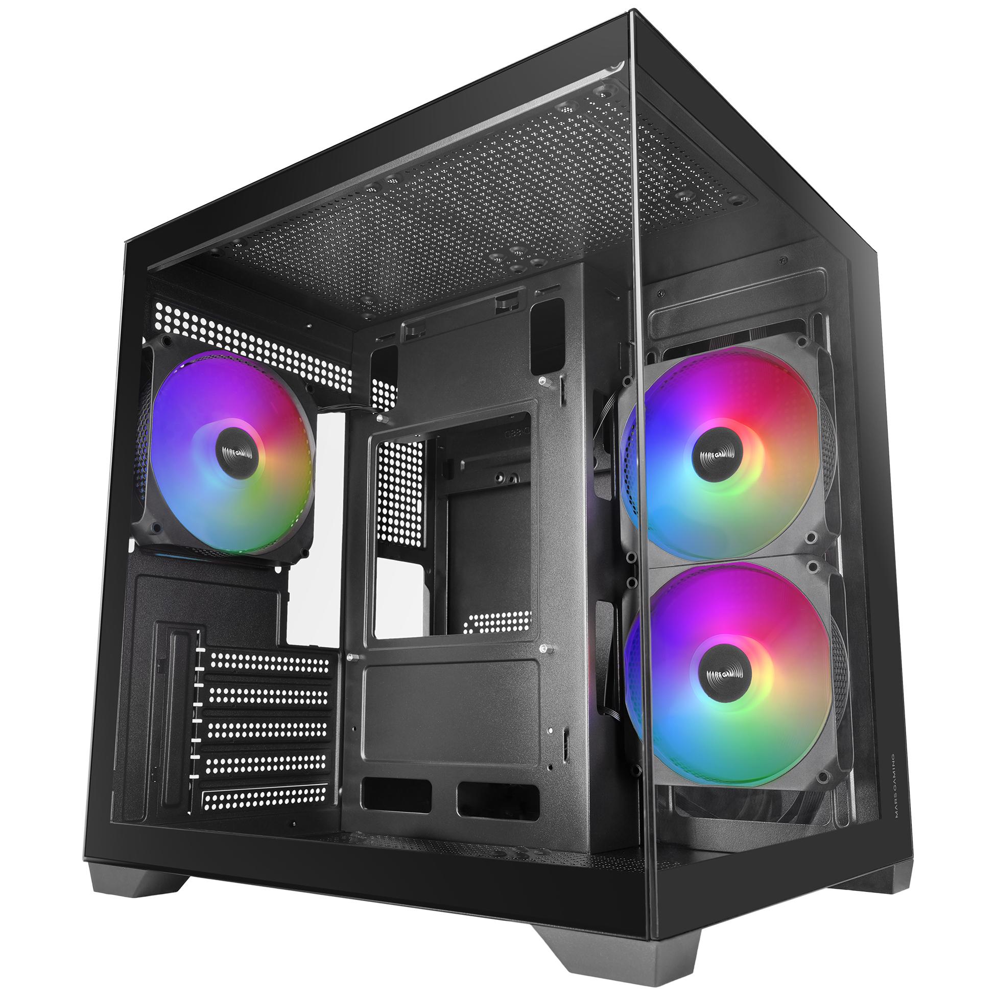 Mars Gaming MC-VIEW3 Mini Tower PC Case, Black