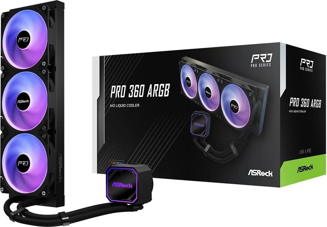 ASRock CPC Pro 360 ARGB Liquid CPU Cooler - 360mm - ARGB - Triple Fan - Black