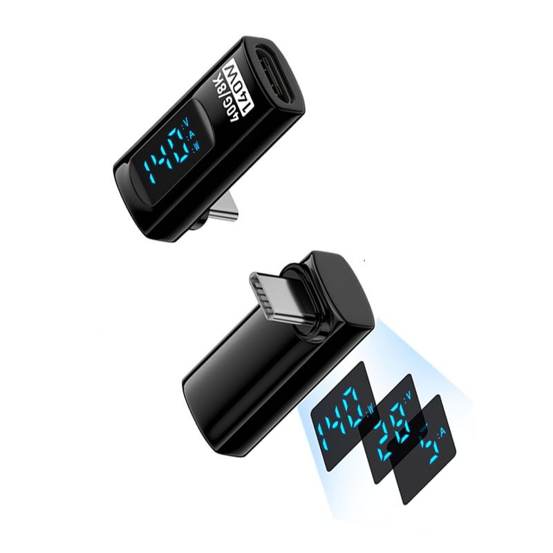 Adaptateur INF USB-C Femelle vers USB-C Mâle 240W avec Affichage Numérique (Lot de 2)