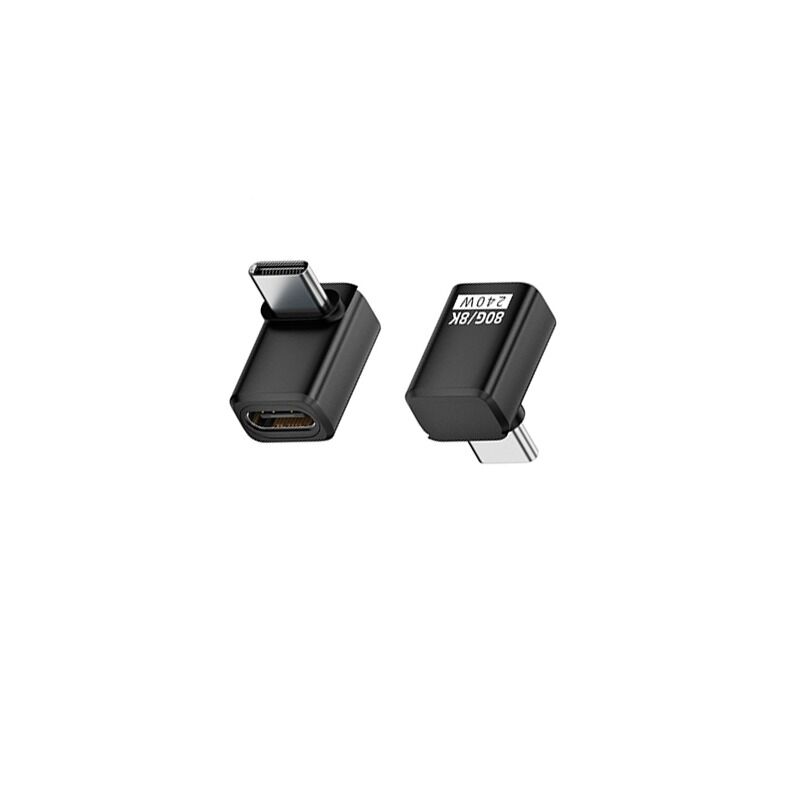 Adaptateur USB-C Femelle vers Mâle 240W 80Gbps à Angle Droit (Lot de 2) Noir