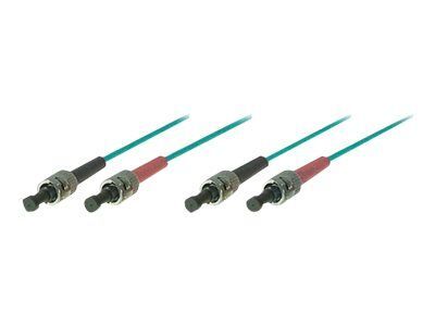 Exertis Connect Multi-Mode ST Cord - 2m, Duplex, OM3, 50/125 Microns, Turquoise