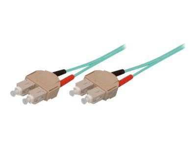 Exertis Connect SC Multi-Mode Fiber Optic Cable, 10m, Duplex, OM3, 50/125 Microns, Turquoise