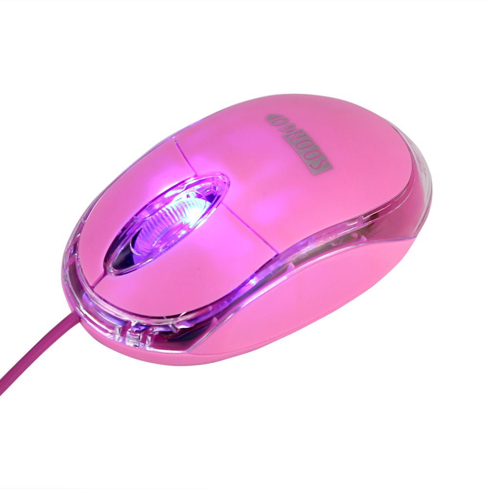 SOONGO Optical Wireless Mini Mouse with Scroll Wheel and Pink LED Light