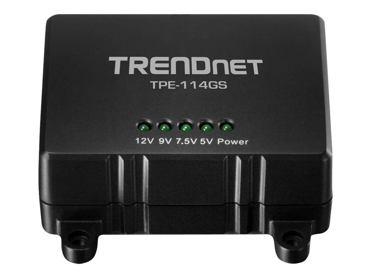 Trendnet TPE-114GS - PoE Ethernet Power Splitter - 48V, 15.4W, 1 Output - for Trendnet TEW-637AP