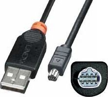Lindy USB Digital Camera Cable - 2m, Mini-USB 8-Pin to USB Male