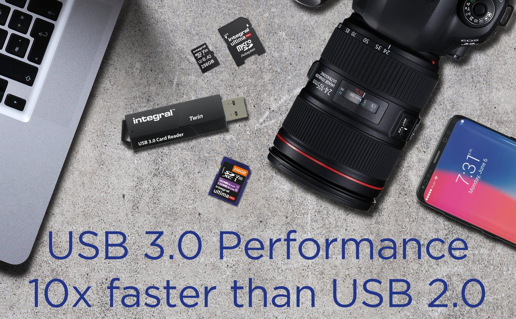 Integral USB 3.0 Memory Card Reader