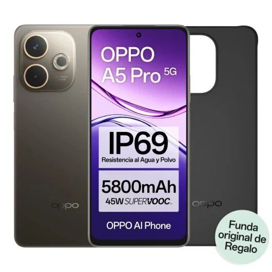 Teléfono inteligente OPPO A5 Pro 5G - Pantalla de 6,67" 120 Hz, 8 GB/256 GB, 50 MP, IP69, 5800 mAh, 45 W