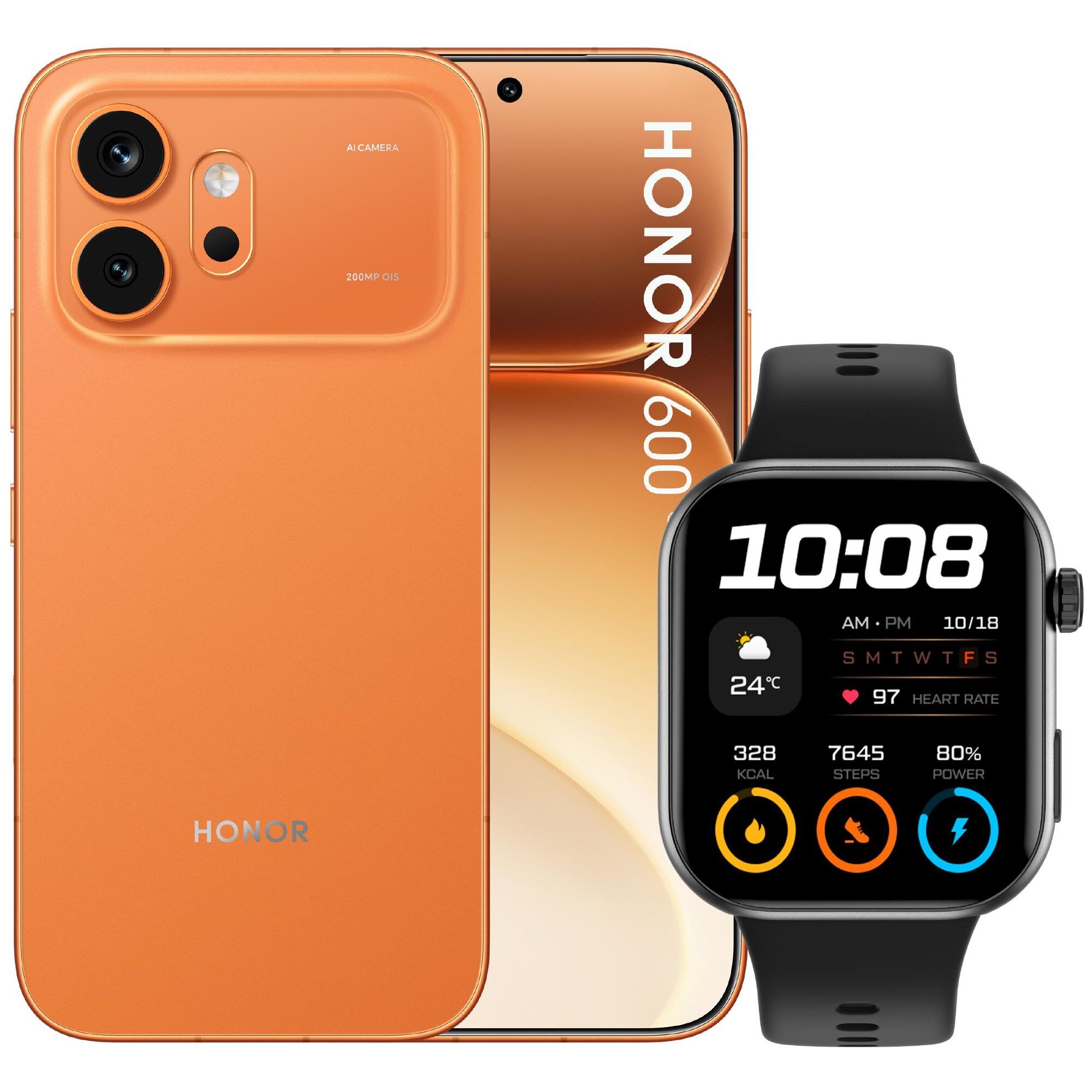 Honor HOR6005G82565O+W Smartphone - 6.57" Double SIM, Android 16.0, 5G, 8GB RAM, 256GB Storage, 6400mAh Battery, Orange