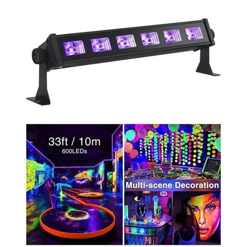 Barre LED UV Audio Club - Éclairage Noir 6x3W pour Soirées et Clubs
