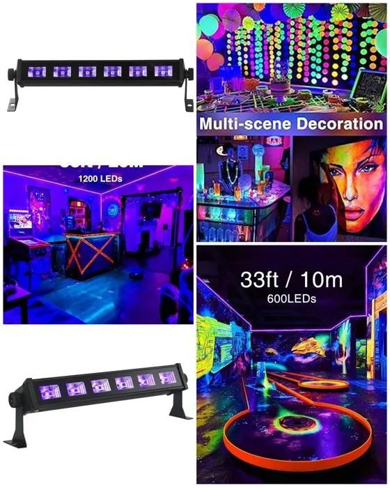 Barra LED UV Audio Club - Luz negra 6x3W para fiestas y clubes