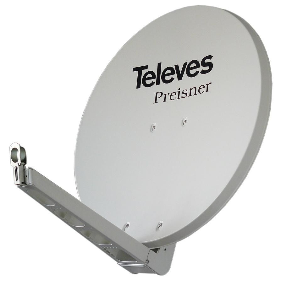Televes S85QSD-W 10.7 - 12.75 GHz Satellite Antenna, Gray and White