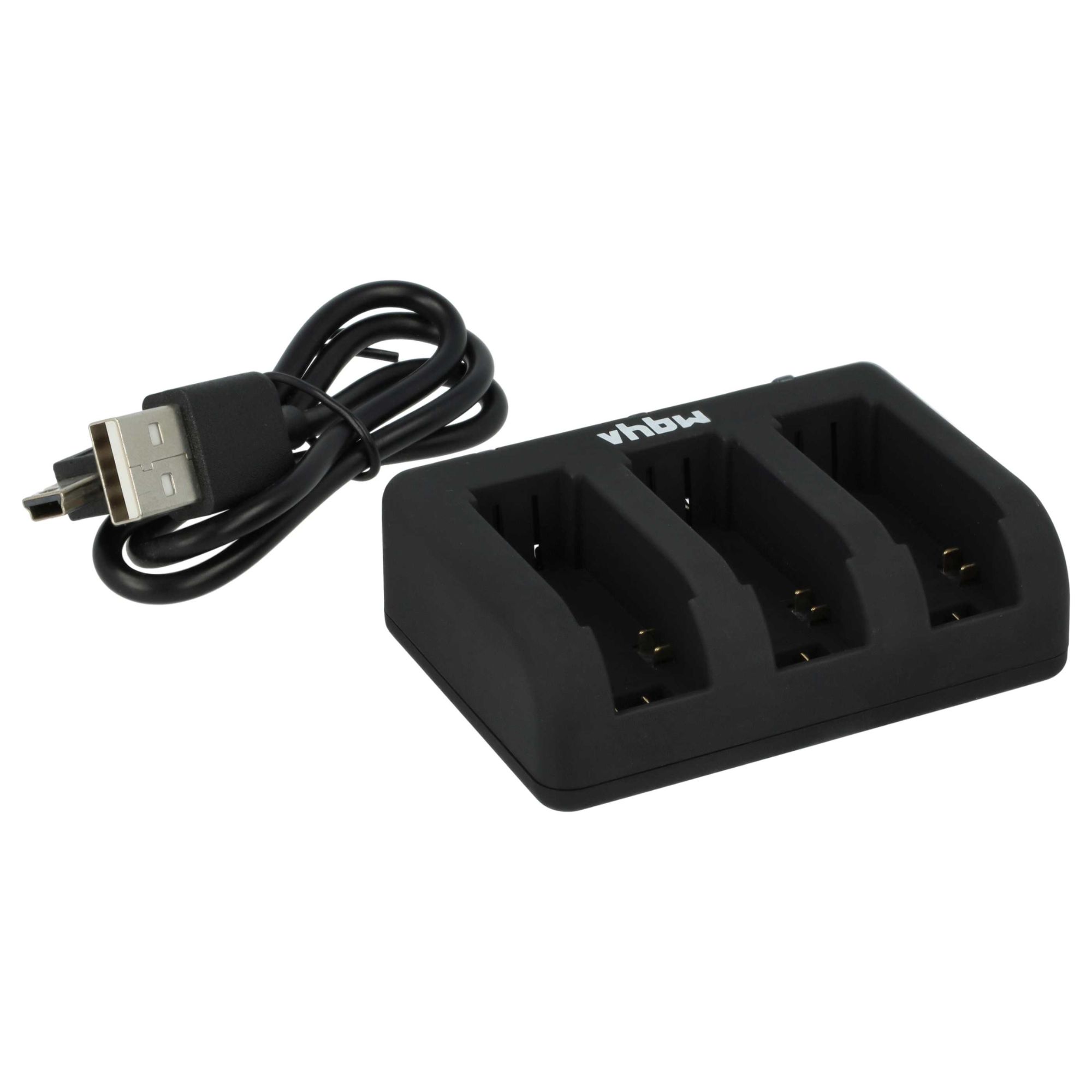 Gopro vhbw Triple USB Charger with Micro-USB Cable for GoPro HD Hero 4 Black Edition Camera
