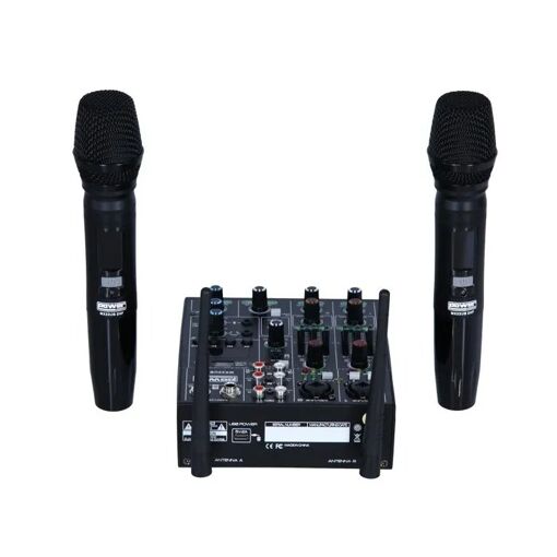 Power 4-Channel USB Mixing Table with Bluetooth and 2 Wireless Handheld Microphones