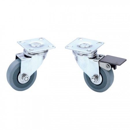 Adam Hall - Rotating Casters with Brake - Grey Cover - 50mm