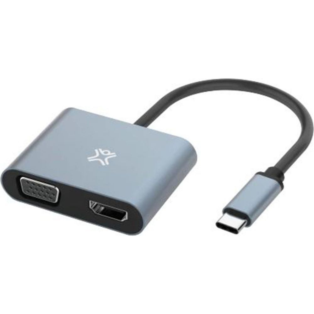 Xtrememac Video Adapter - USB-C Male to HD-15 (VGA), HDMI Female - Space Gray - 4Kx2K30Hz (HDMI) Support, 1080p 60Hz (VGA)