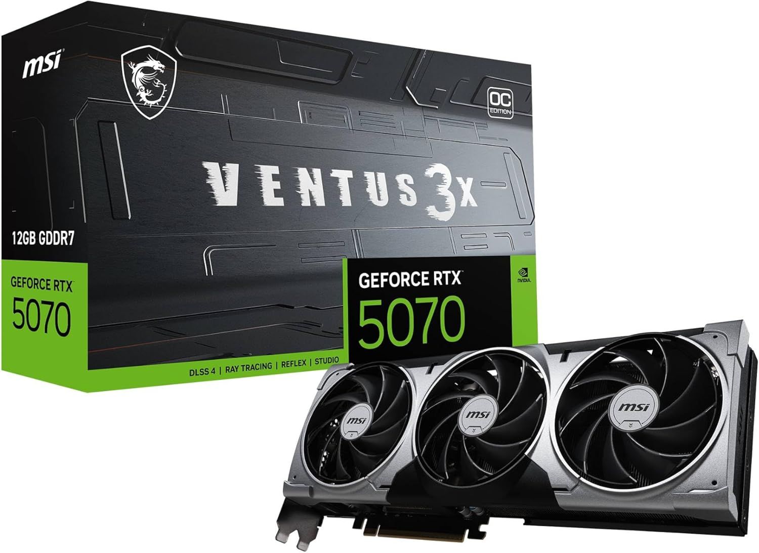 MSI NVIDIA GeForce RTX 5070 12G Ventus 3X OC 12GB GDDR7 Graphics Card (28 GB/s / 192 Bits), PCIe 5.0