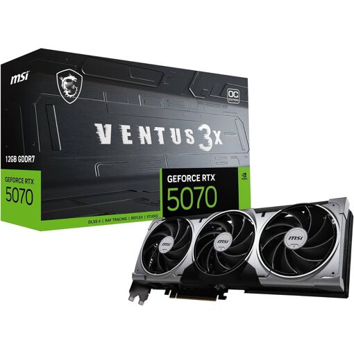 Carte graphique MSI NVIDIA GeForce RTX 5070 12G Ventus 3X OC 12 Go GDDR7 (28 Go/s / 192 bits), PCIe 5.0
