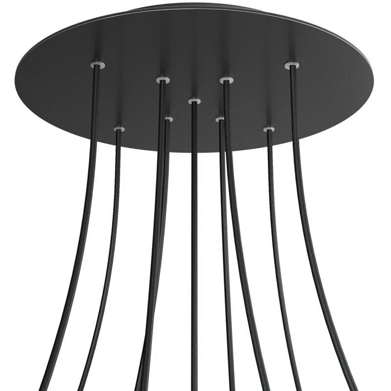 Creative Cables Rose-One XXL Round Rosette, 400mm Diameter with 9 X Holes and 4 Side Holes - Matt Black Dibond, Black